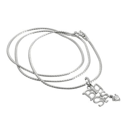 Sterlingsilber „Big Sis“ (Große Schwester) Anhänger mit CZ Kristall Herz an Kette 40,5 - 61cm