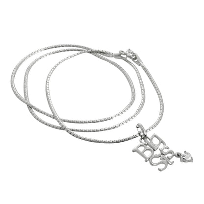 Sterlingsilber „Big Sis“ (Große Schwester) Anhänger mit CZ Kristall Herz an Kette 40,5 - 61cm