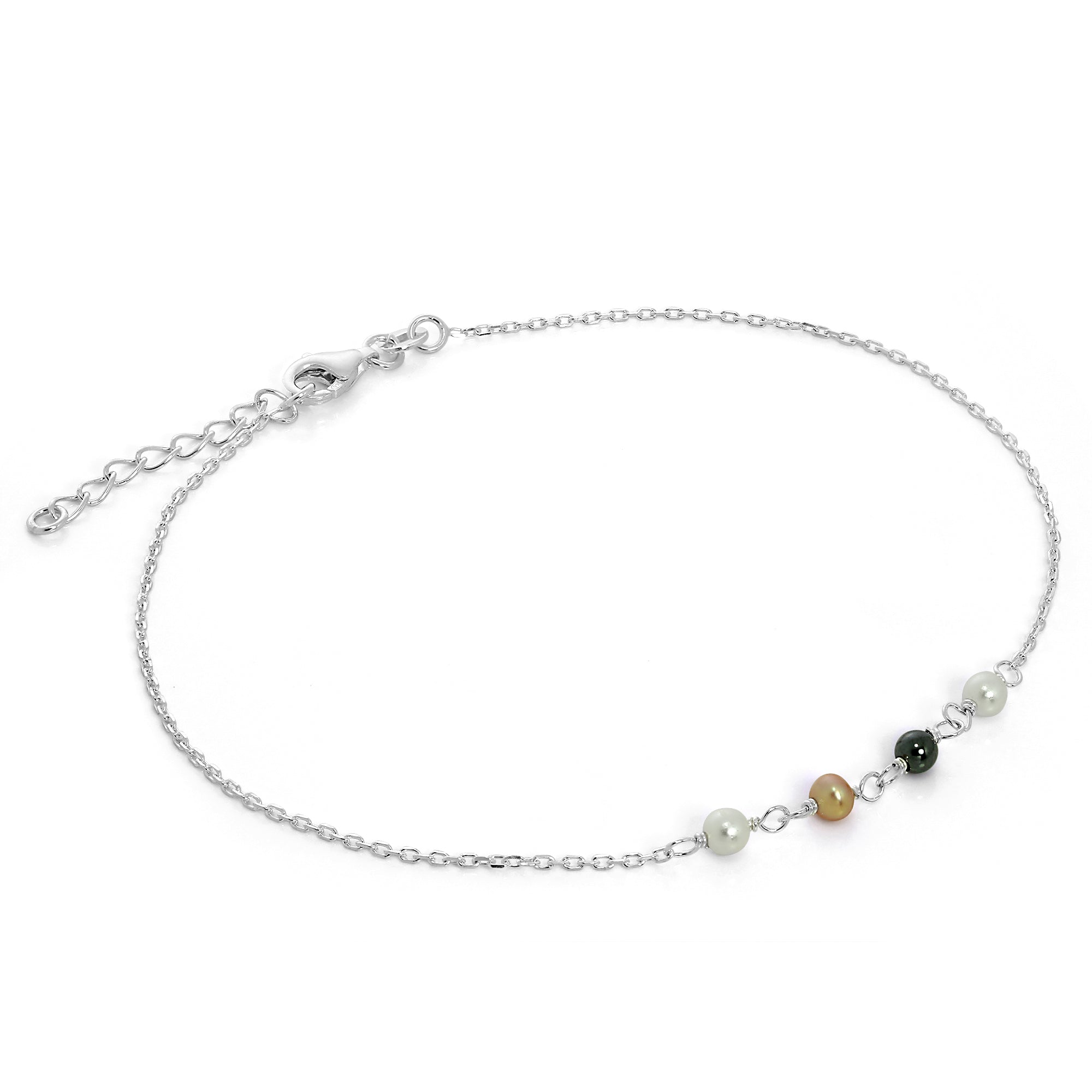 Sterlingsilber & Perle Fußkette mit Verlängerungskette