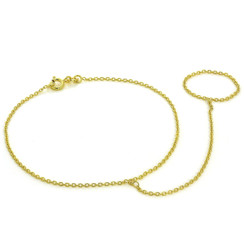 Armband aus vergoldetem Sterlingsilber mit Erbskette und Ring