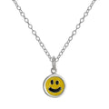 Sterlingsilber & Gelb Emaille Smiley Gesicht Anhänger Halskette 35,5 - 56 cm