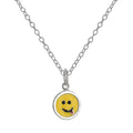 Halskette mit Anhänger aus Sterlingsilber und gelber Emaille, Smiley-Gesicht mit herausgestreckter Zunge, 14–22 Zoll