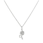 Halskette mit Blumen- und Herzanhänger aus Sterlingsilber, 14–22 Zoll