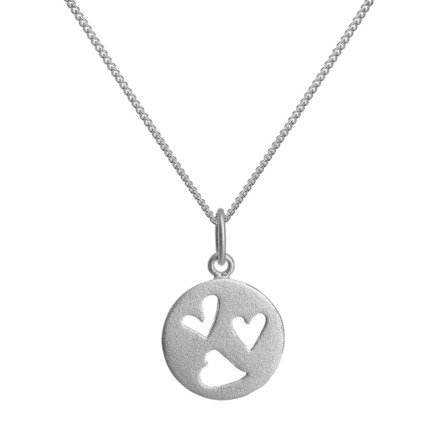 Kleine Halskette aus Sterlingsilber mit dreifach geöffnetem Herzanhänger, 16–22 Zoll