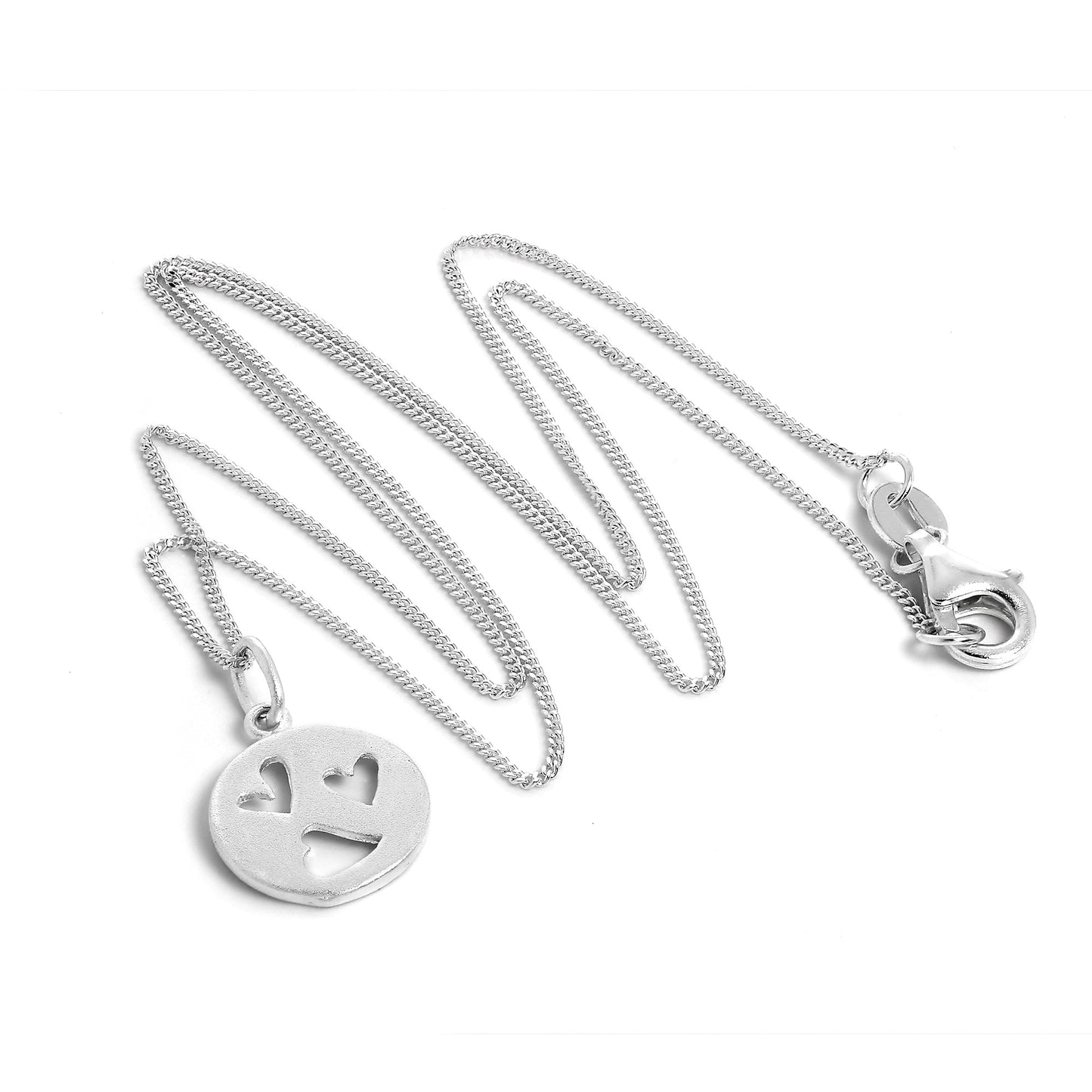 Kleine Halskette aus Sterlingsilber mit dreifach geöffnetem Herzanhänger, 16–22 Zoll