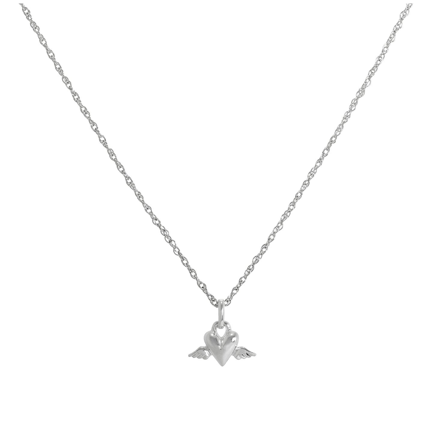 Halskette mit geflügeltem Herzanhänger aus Sterlingsilber, 14–22 Zoll