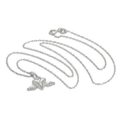 Halskette mit geflügeltem Herzanhänger aus Sterlingsilber, 14–22 Zoll