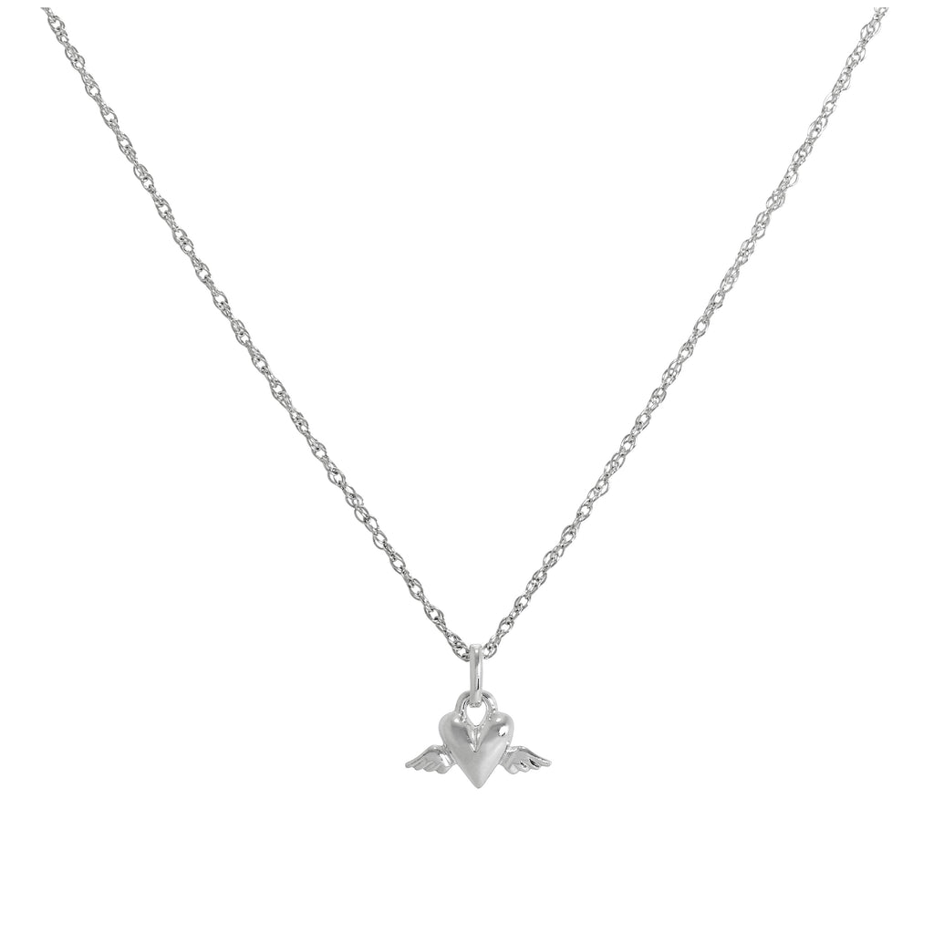 Halskette mit geflügeltem Herzanhänger aus Sterlingsilber, 14–22 Zoll