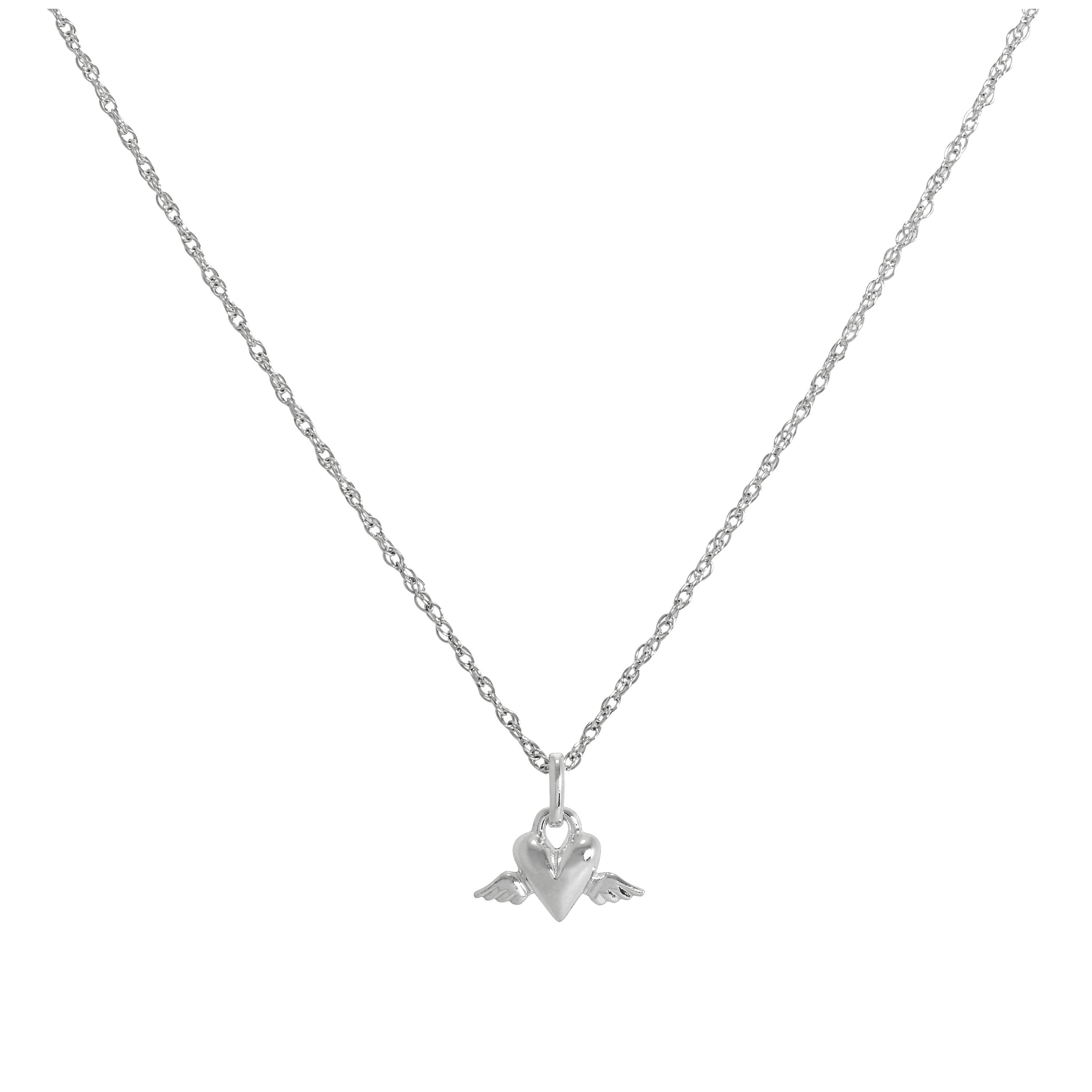 Halskette mit geflügeltem Herzanhänger aus Sterlingsilber, 14–22 Zoll
