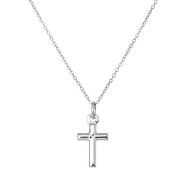 Einfach Sterlingsilber Kreuz Anhänger an 45,5 cm Spurenkette