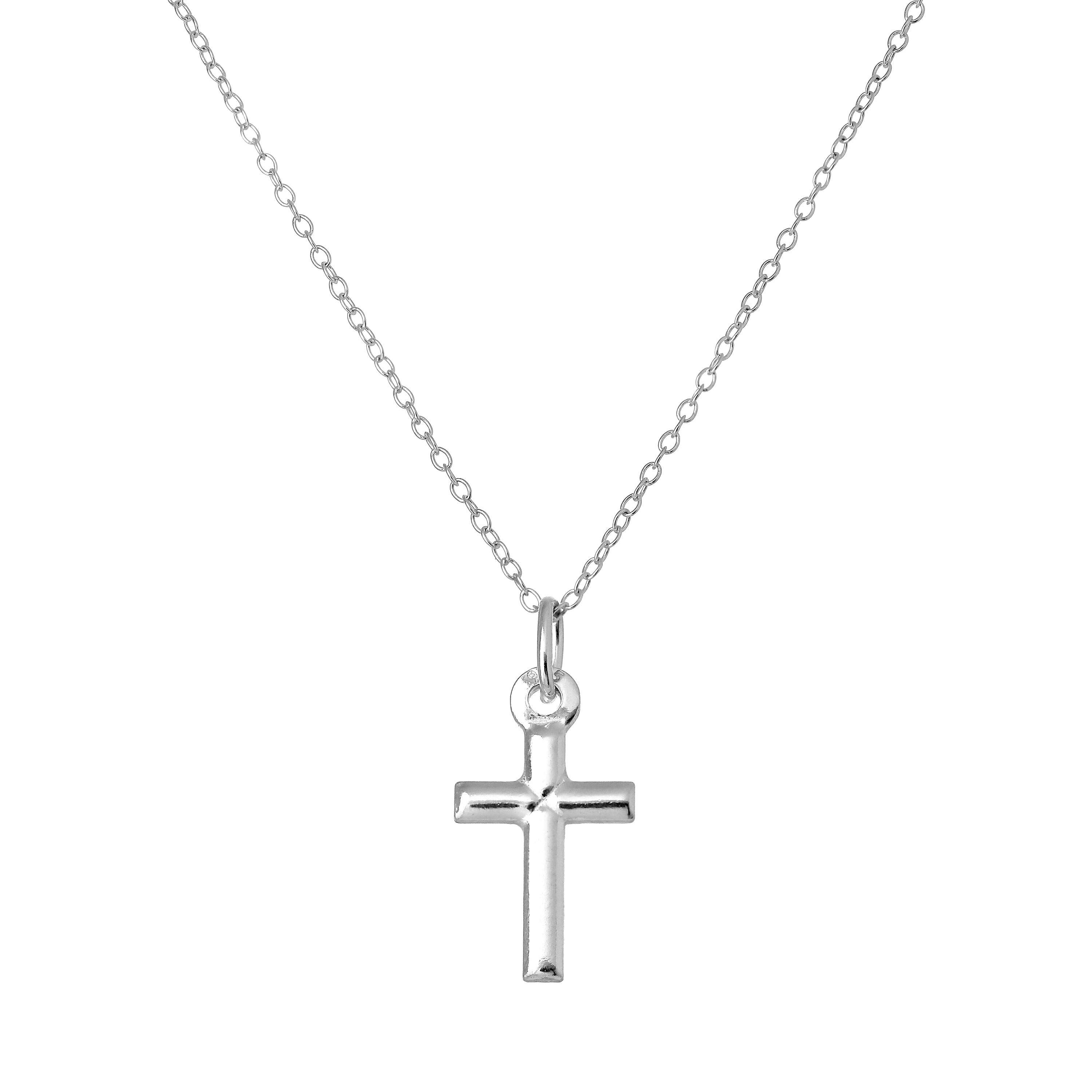 Einfach Sterlingsilber Kreuz Anhänger an 45,5 cm Spurenkette