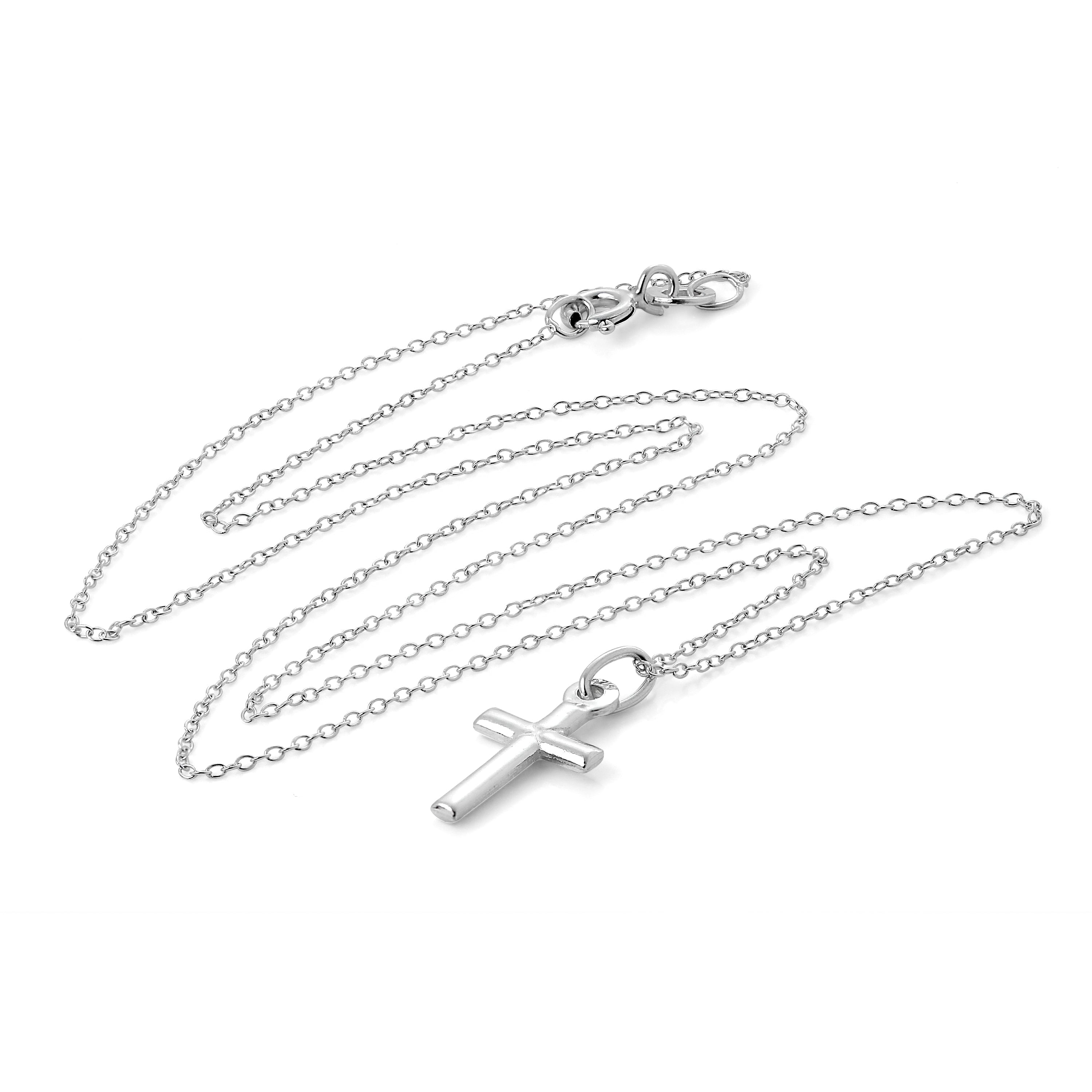 Einfach Sterlingsilber Kreuz Anhänger an 45,5 cm Spurenkette