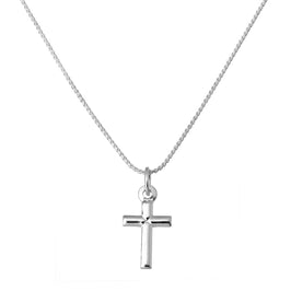 Kleine schlichte Halskette mit Kreuzanhänger aus Sterlingsilber, 40–55 cm