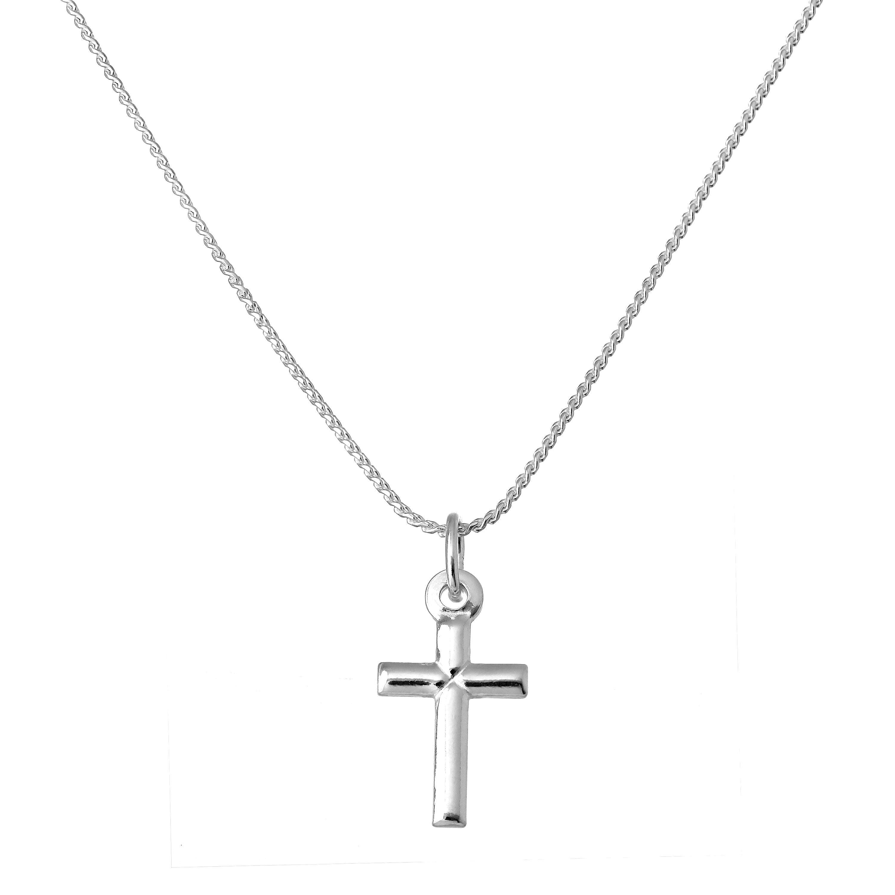 Kleine schlichte Halskette mit Kreuzanhänger aus Sterlingsilber, 40–55 cm