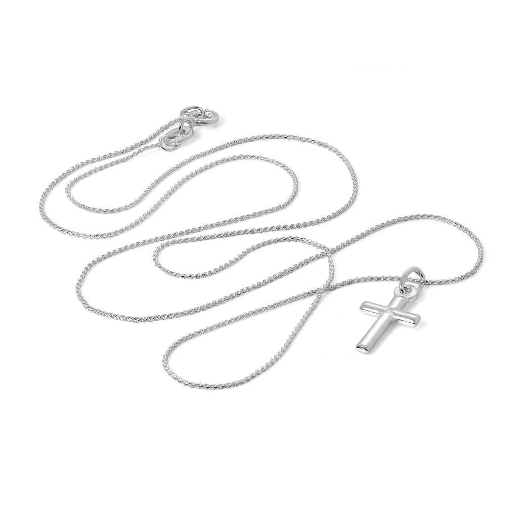 Kleine schlichte Halskette mit Kreuzanhänger aus Sterlingsilber, 40–55 cm
