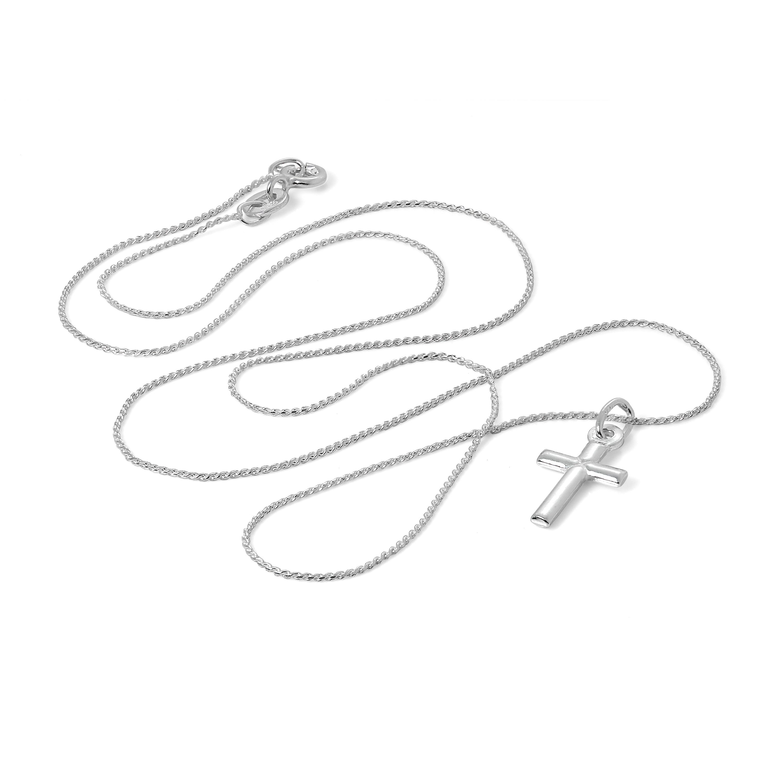 Kleine schlichte Halskette mit Kreuzanhänger aus Sterlingsilber, 40–55 cm