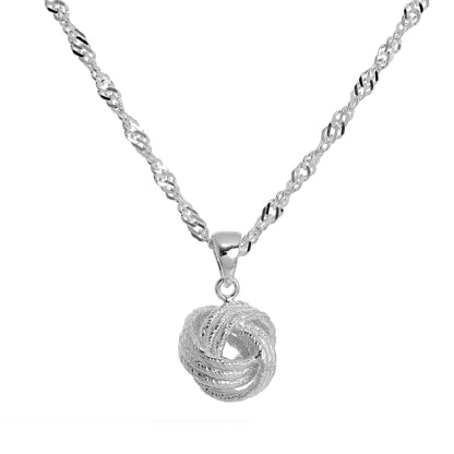 Sterlingsilber Knoten Halskette an 45,5cm Singapur Kette