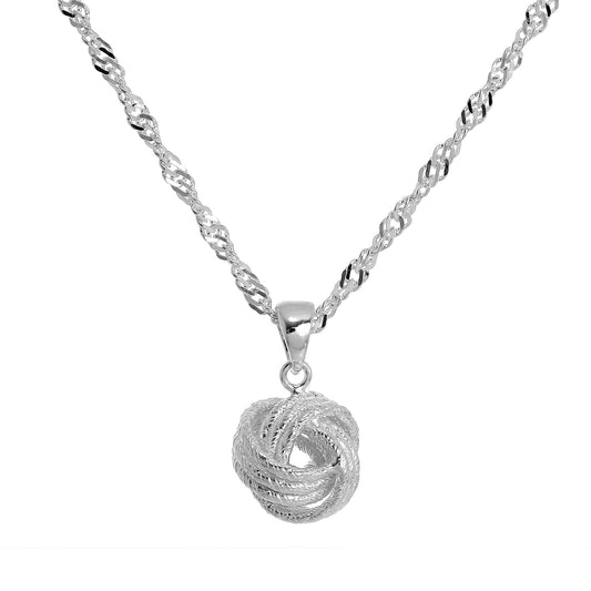 Sterlingsilber Knoten Halskette an 45,5cm Singapur Kette