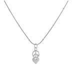 Halskette mit Anhänger aus Sterlingsilber mit Friedenssymbol und Herz 16–24 Zoll