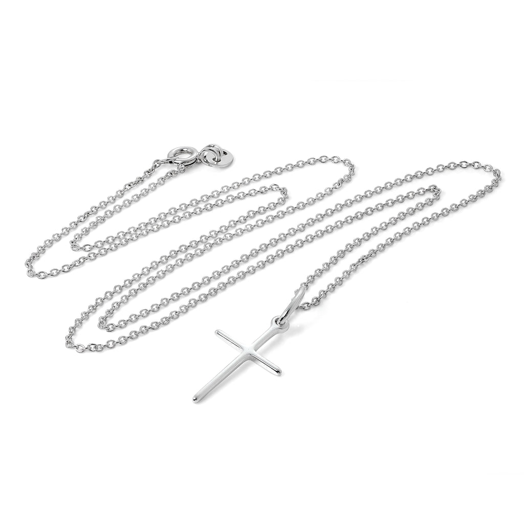 Schlichte Halskette mit Kreuzanhänger aus leichtem Sterlingsilber 16–22 Zoll