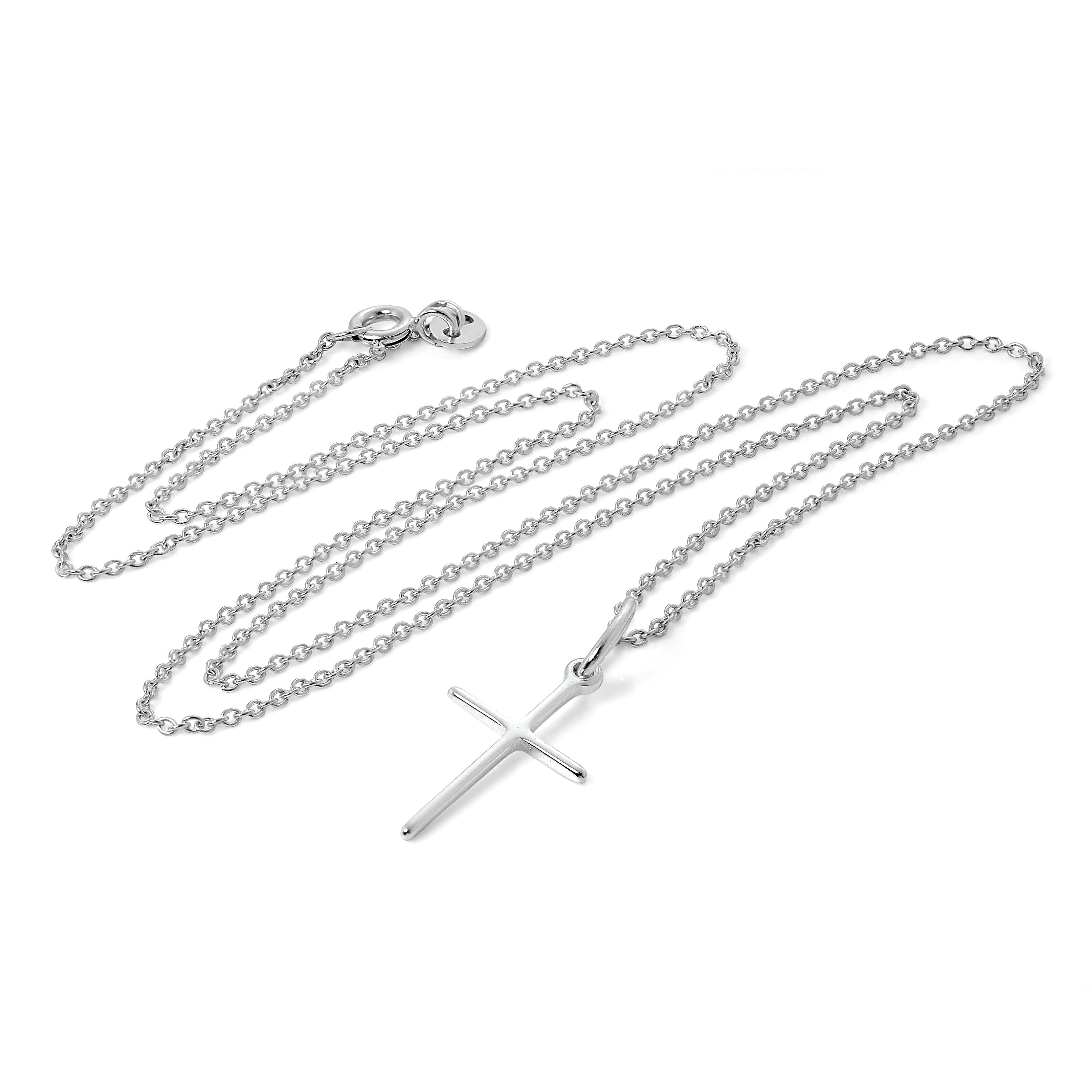 Schlichte Halskette mit Kreuzanhänger aus leichtem Sterlingsilber 16–22 Zoll