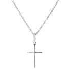 Schlichte Halskette mit Kreuzanhänger aus leichtem Sterlingsilber 16–22 Zoll