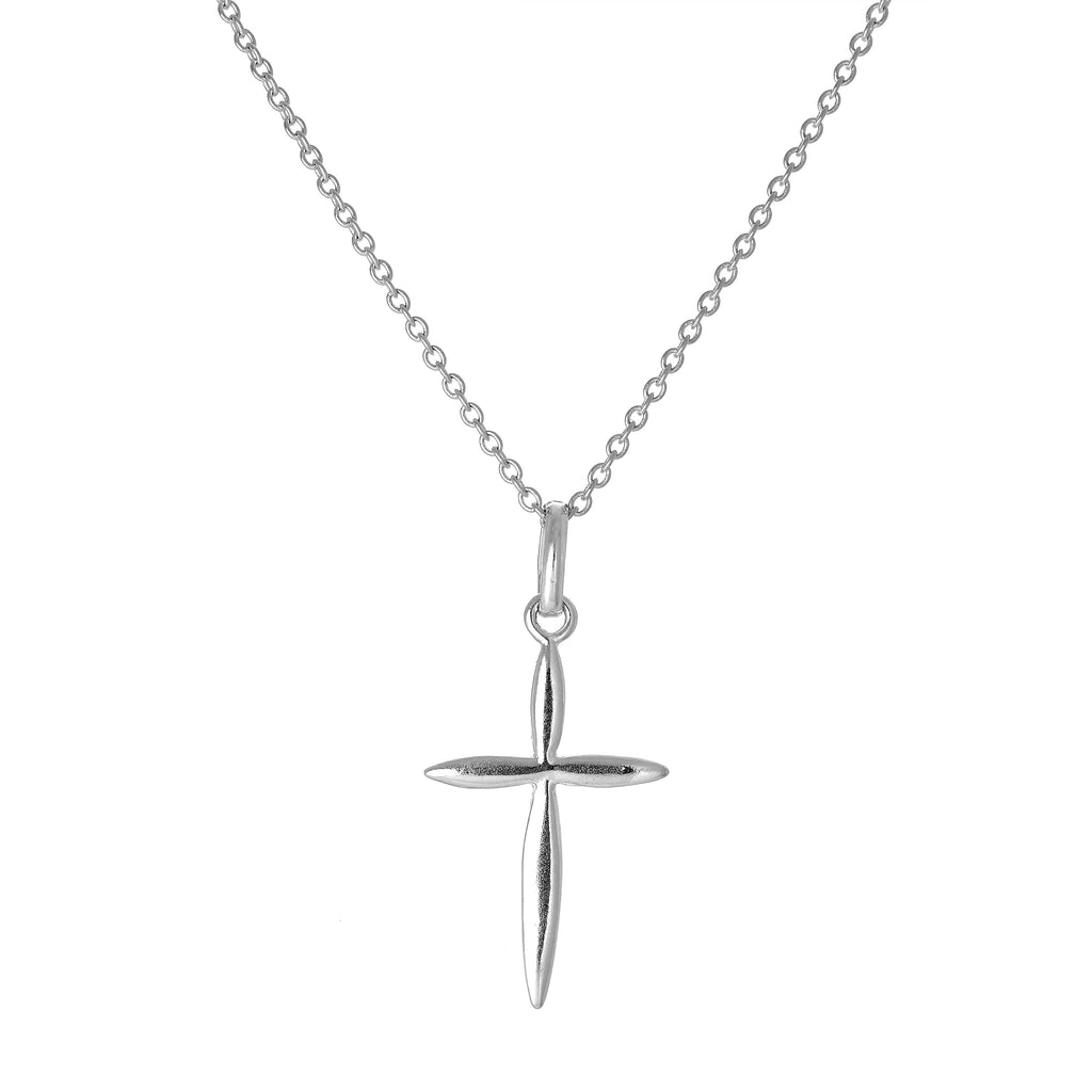 Halskette mit spitzem Kreuzanhänger aus Sterlingsilber, 40–56 cm