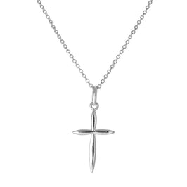 Halskette mit spitzem Kreuzanhänger aus Sterlingsilber, 40–56 cm