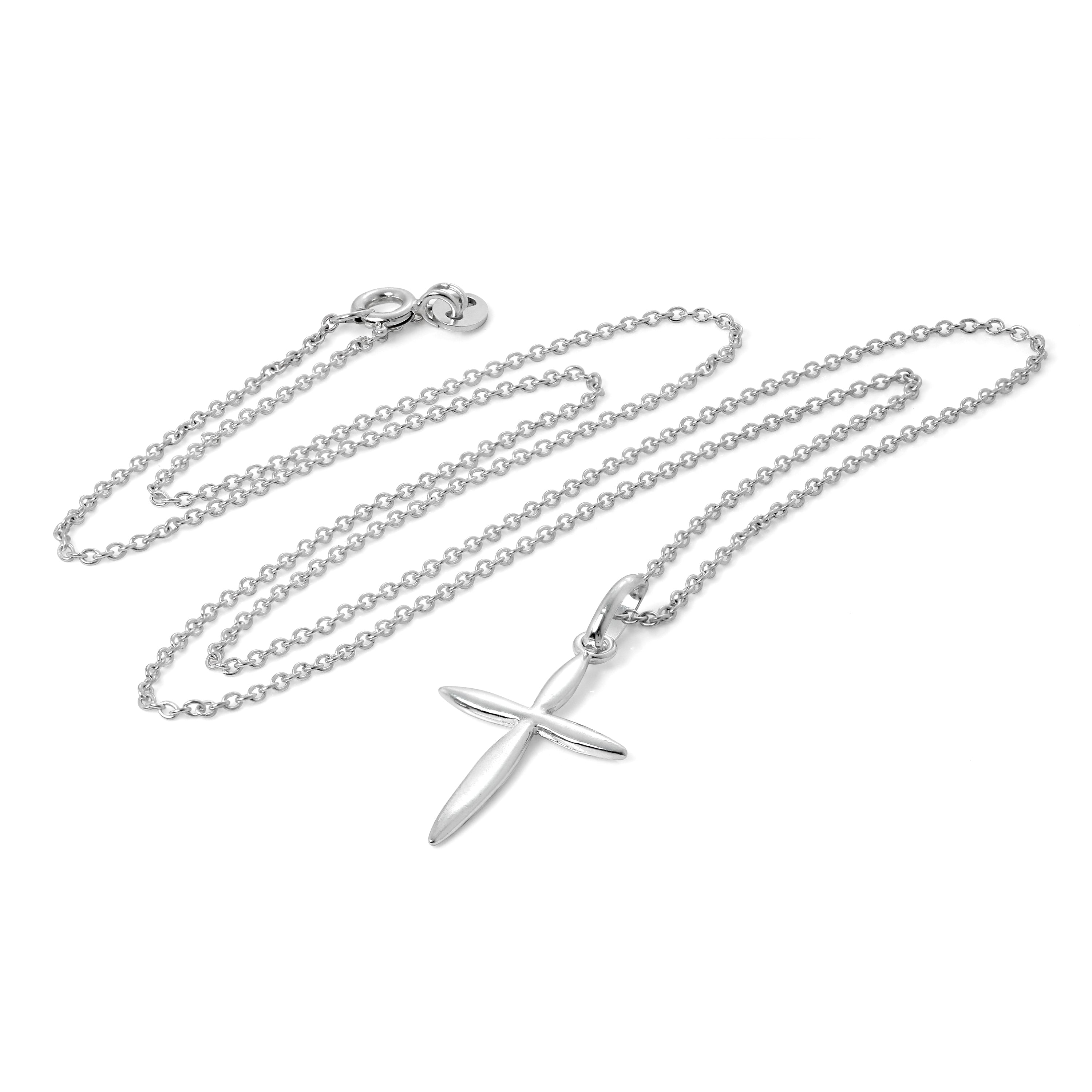 Halskette mit spitzem Kreuzanhänger aus Sterlingsilber, 40–56 cm