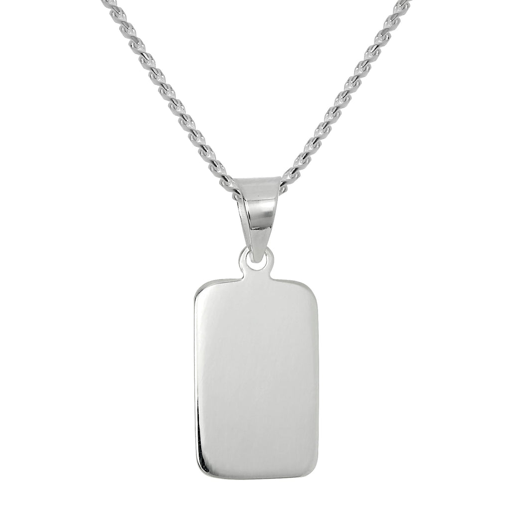 Halskette mit rechteckigem Anhänger aus Sterlingsilber zum Gravieren, 35–55 cm