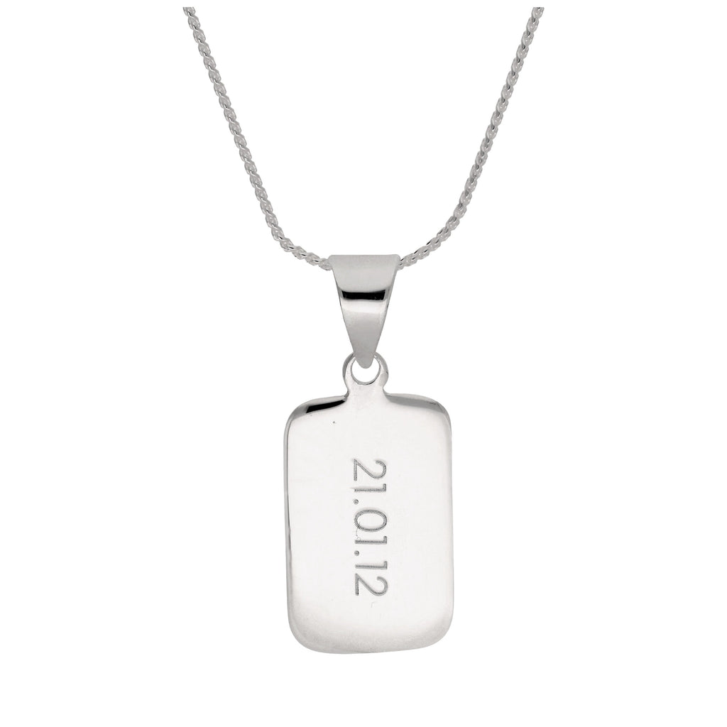 Halskette mit rechteckigem Anhänger aus Sterlingsilber zum Gravieren, 35–55 cm