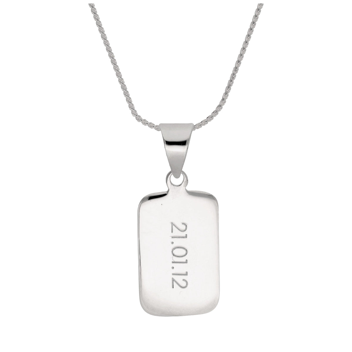 Halskette mit rechteckigem Anhänger aus Sterlingsilber zum Gravieren, 35–55 cm