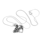 Halskette mit offenem Herzanhänger aus Sterlingsilber mit Blume, 16–22 Zoll