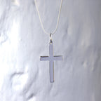 Großer schlichter Sterlingsilber Kreuz-Anhänger Halskette 16 - 22 Zoll