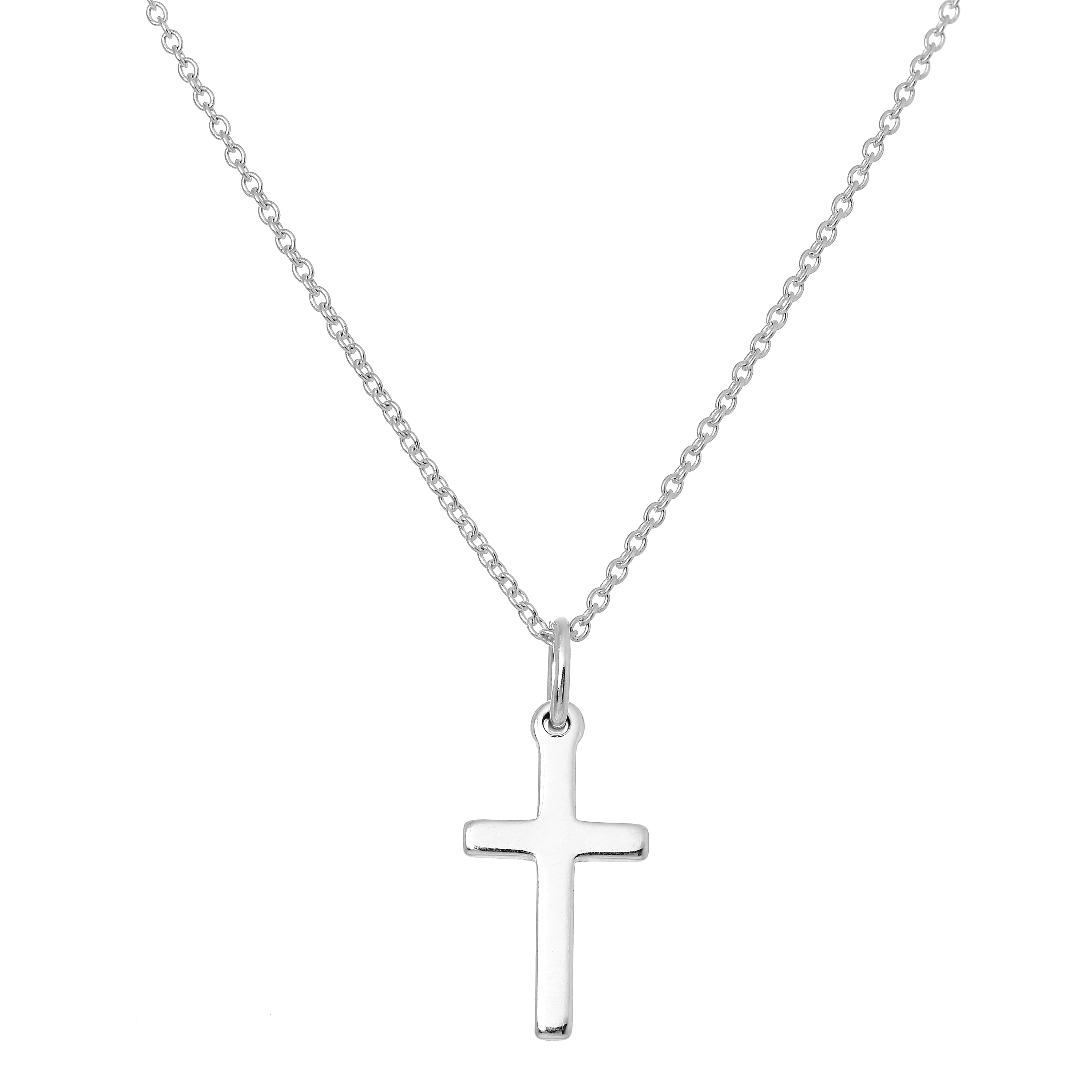 Schlichter Kreuzanhänger aus Sterlingsilber an Kette 16–22 Zoll