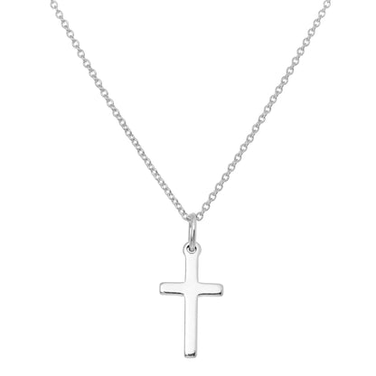 Schlichter Kreuzanhänger aus Sterlingsilber an Kette 16–22 Zoll