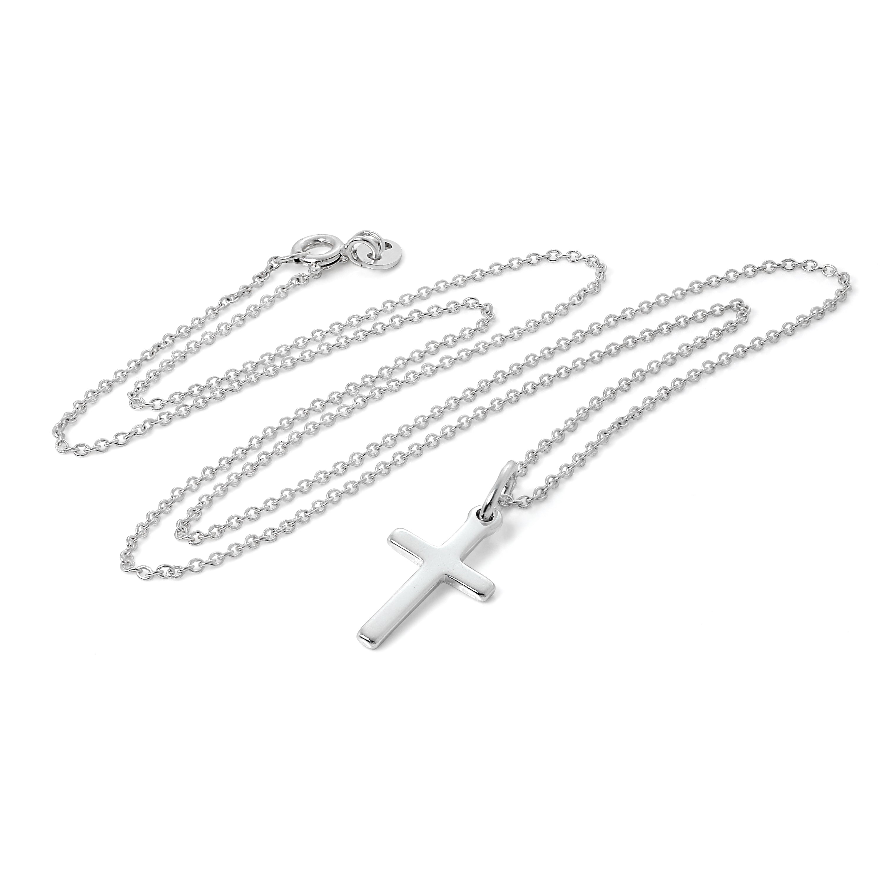 Schlichter Kreuzanhänger aus Sterlingsilber an Kette 16–22 Zoll