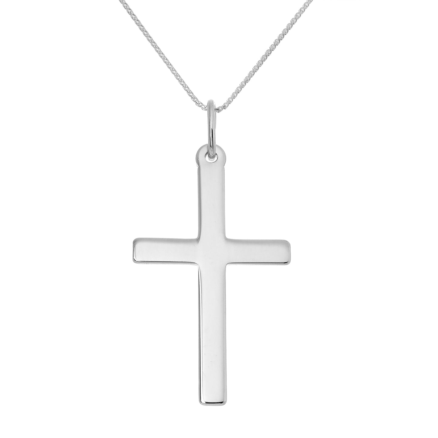 Groß Sterlingsilber Kreuz Anhänger Halskette 40,5 - 56cm