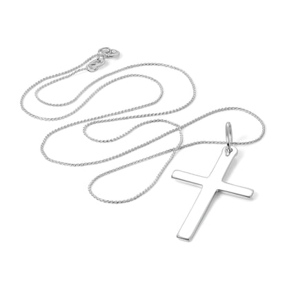 Groß Sterlingsilber Kreuz Anhänger Halskette 40,5 - 56cm