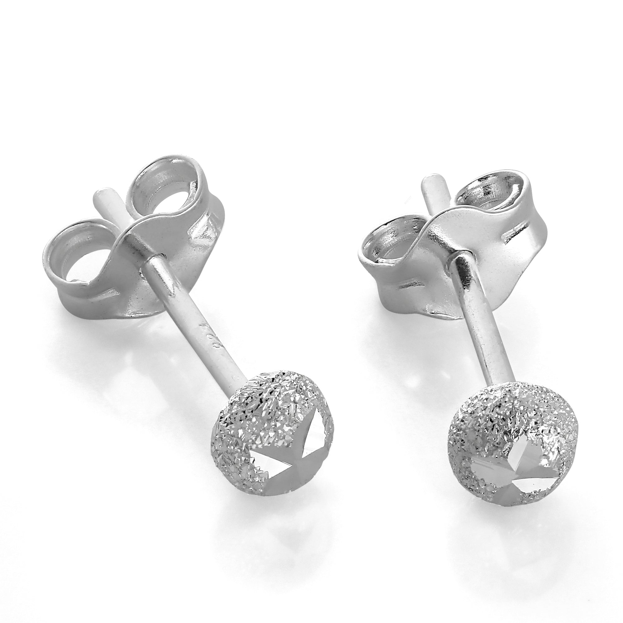 Sterlingsilber Diamantschliff Kuss Matt Ohrstecker