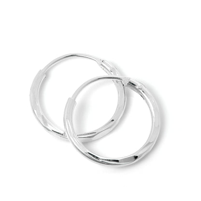 Sterlingsilber Diamantschliff Schläfer 12mm Creolen Ohrringe