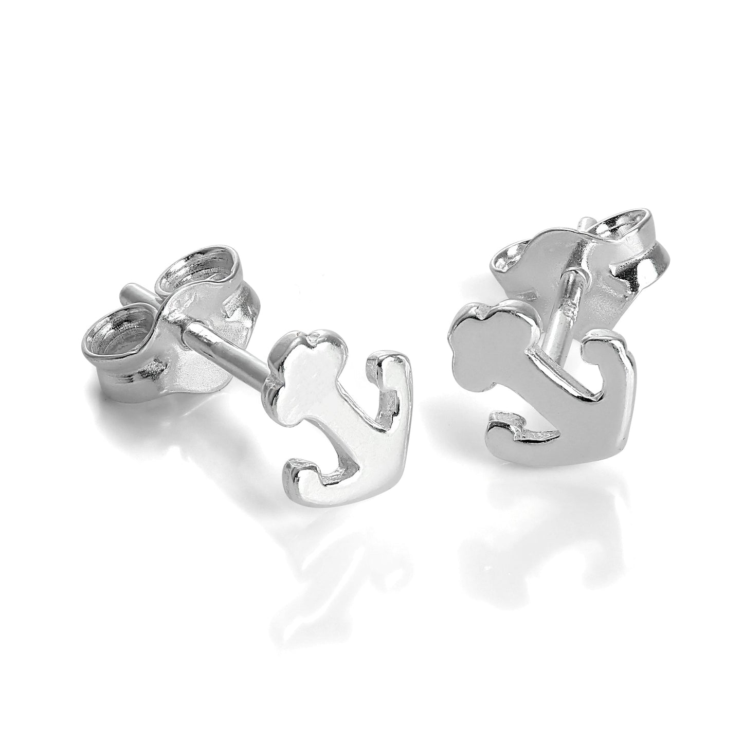Small Sterling Silver Anchor Stud Earrings
