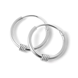 Sterlingsilber Schläfer 12 mm Creolen Ohrringe mit Drahtspirale