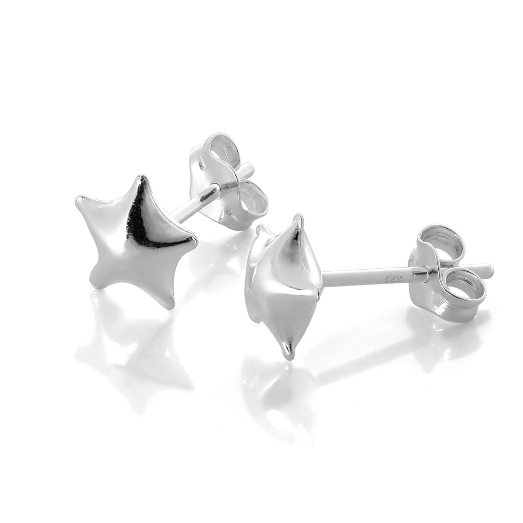 Sterlingsilber Geschwollener Stern Ohrstecker