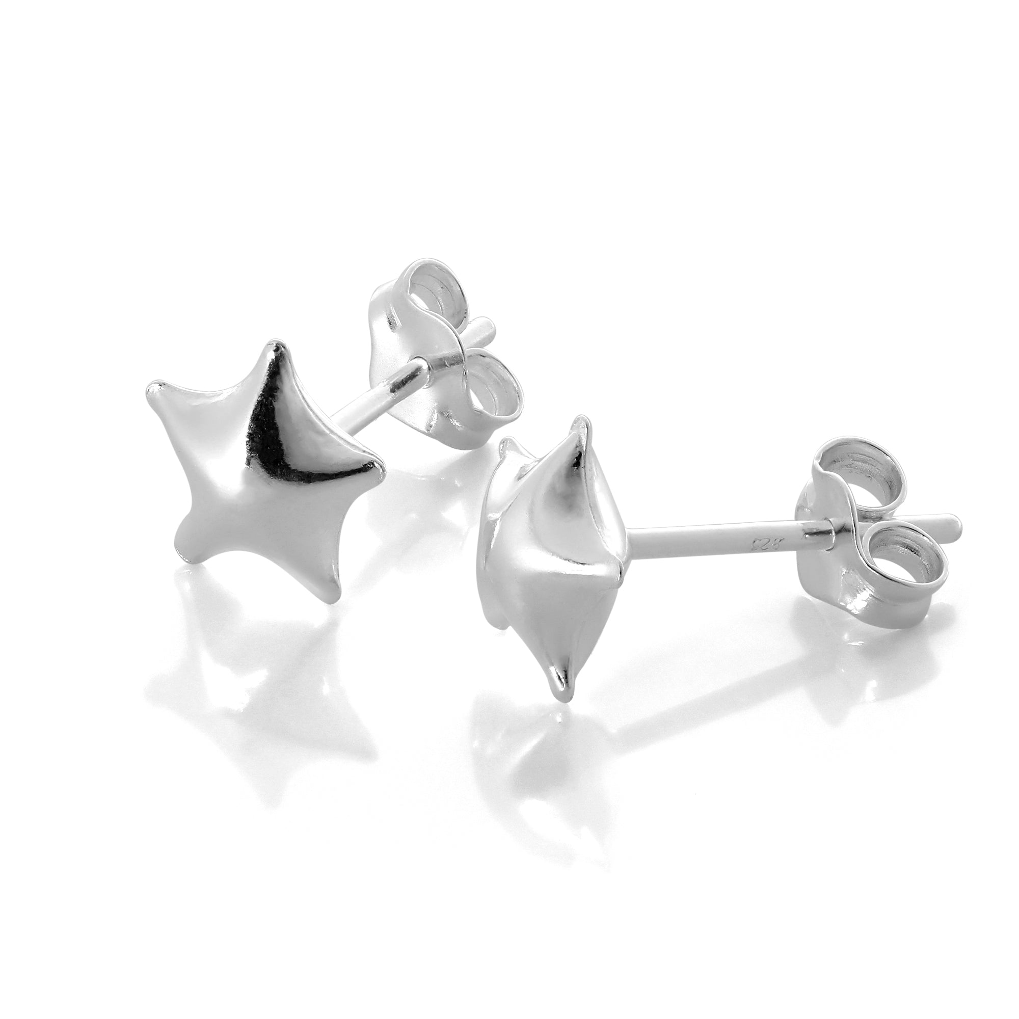 Sterlingsilber Geschwollener Stern Ohrstecker