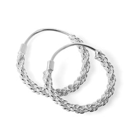 Sterlingsilber Gedreht Seil Schläfer 16 mm Creolen Ohrringe