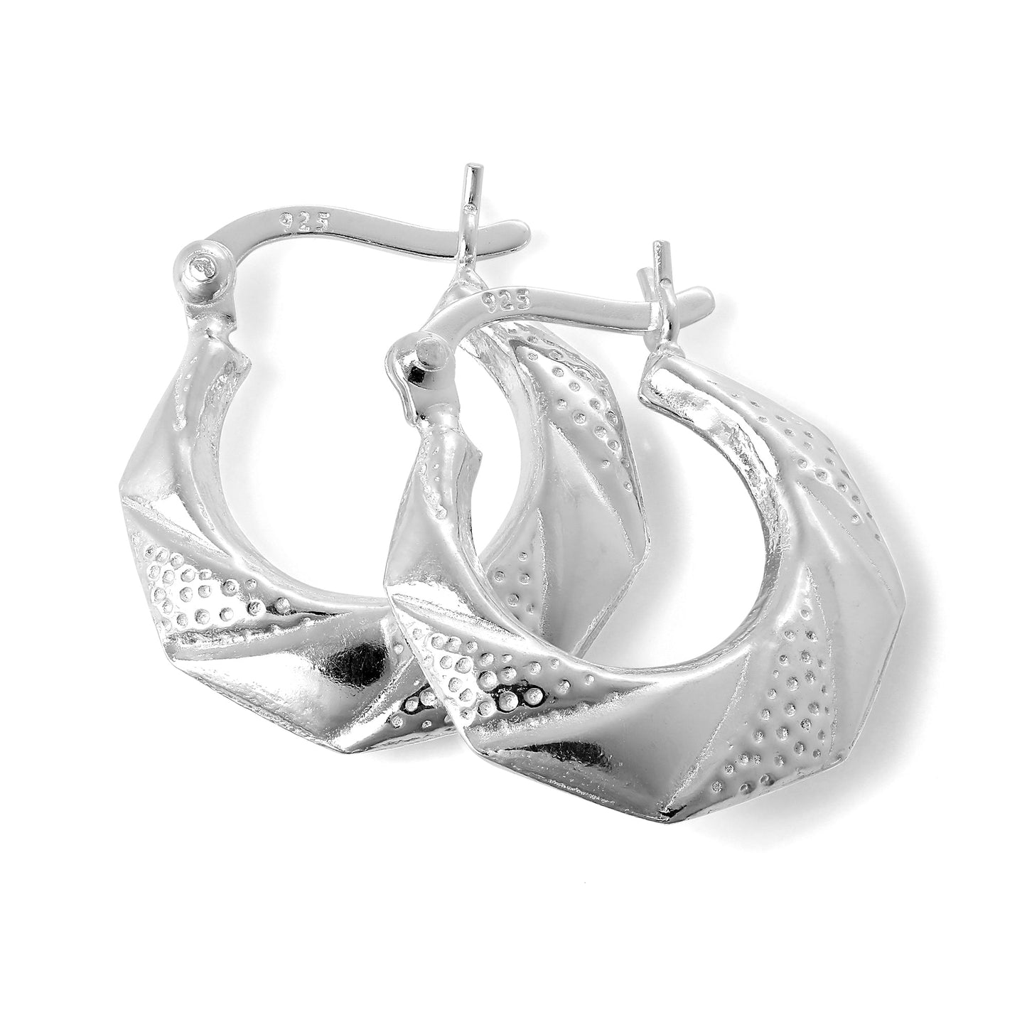 Sterlingsilber Strukturiert Wickel 16mm Creolen Ohrringe