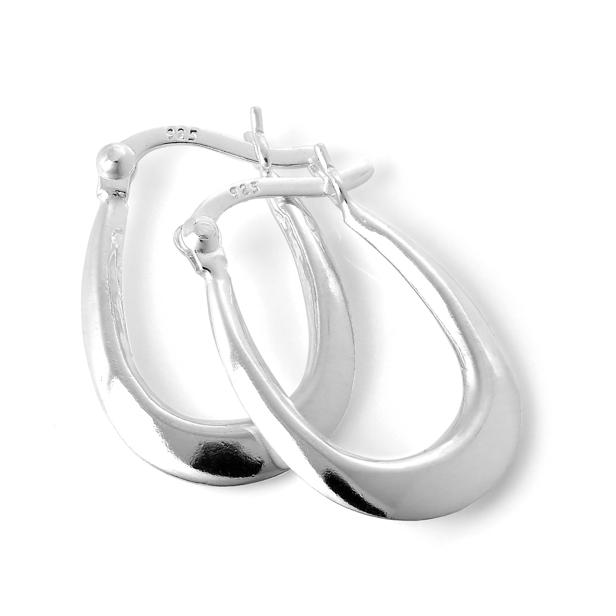SterlingsilberLang Einfach Schleife 13 mm Creolen Ohrring