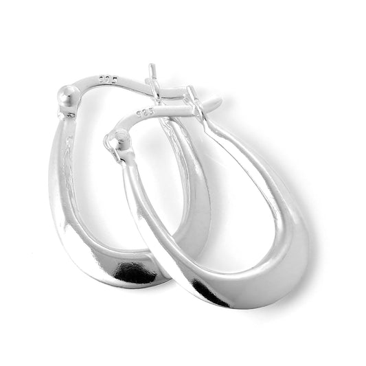 SterlingsilberLang Einfach Schleife 13mm Creolen Ohrring