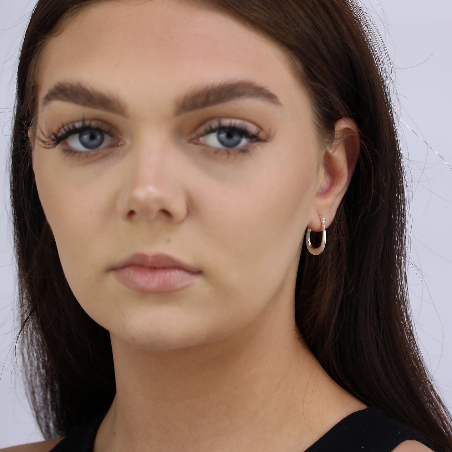 SterlingsilberLang Einfach Schleife 13mm Creolen Ohrring